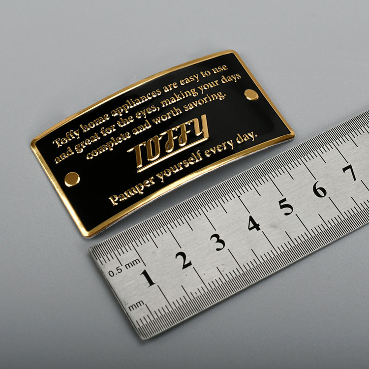 Etiqueta de metal de ouro impresso em alumínio