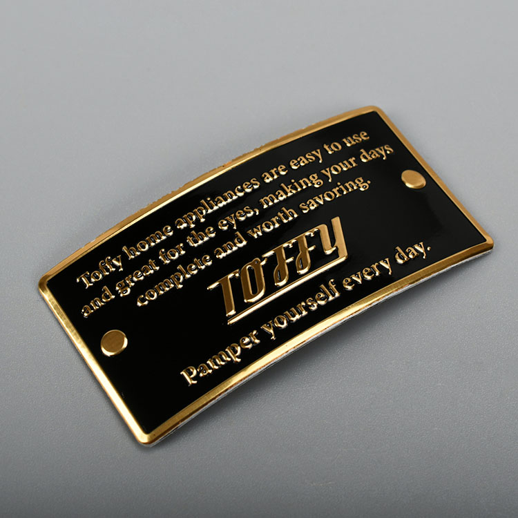 Etiqueta de metal de ouro impresso em alumínio