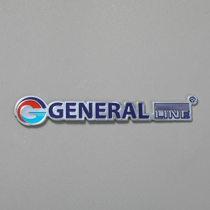 Placa de identificação com logotipo em relevo de alumínio para geladeira
